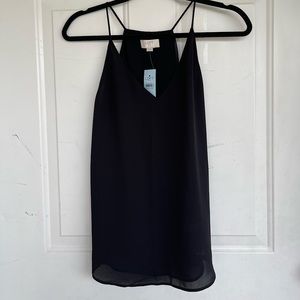 LOFT Black V-neck Chiffon Cami Tank spaghetti strap top